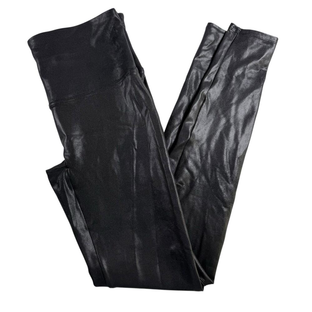 SPANX Faux Leather Leggings Black Size XL High Rise Shaping Skinny Pants
